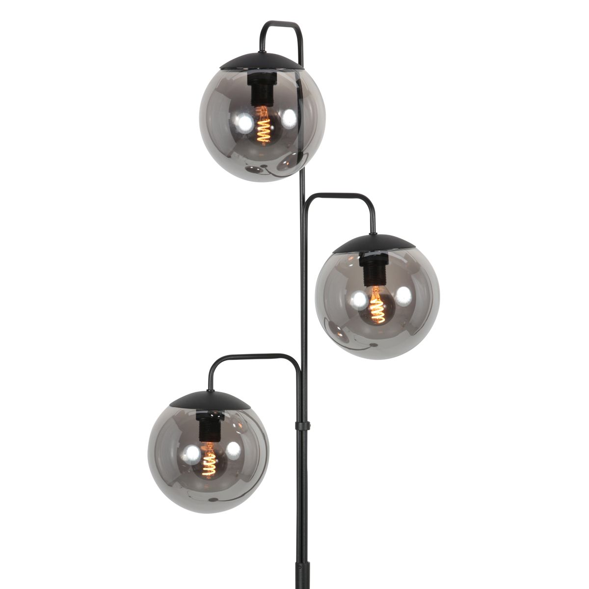 Vloerlamp Bollique Zwarte Vloerlamp met 3 Smoke Glazen Bollen - Afbeelding 3