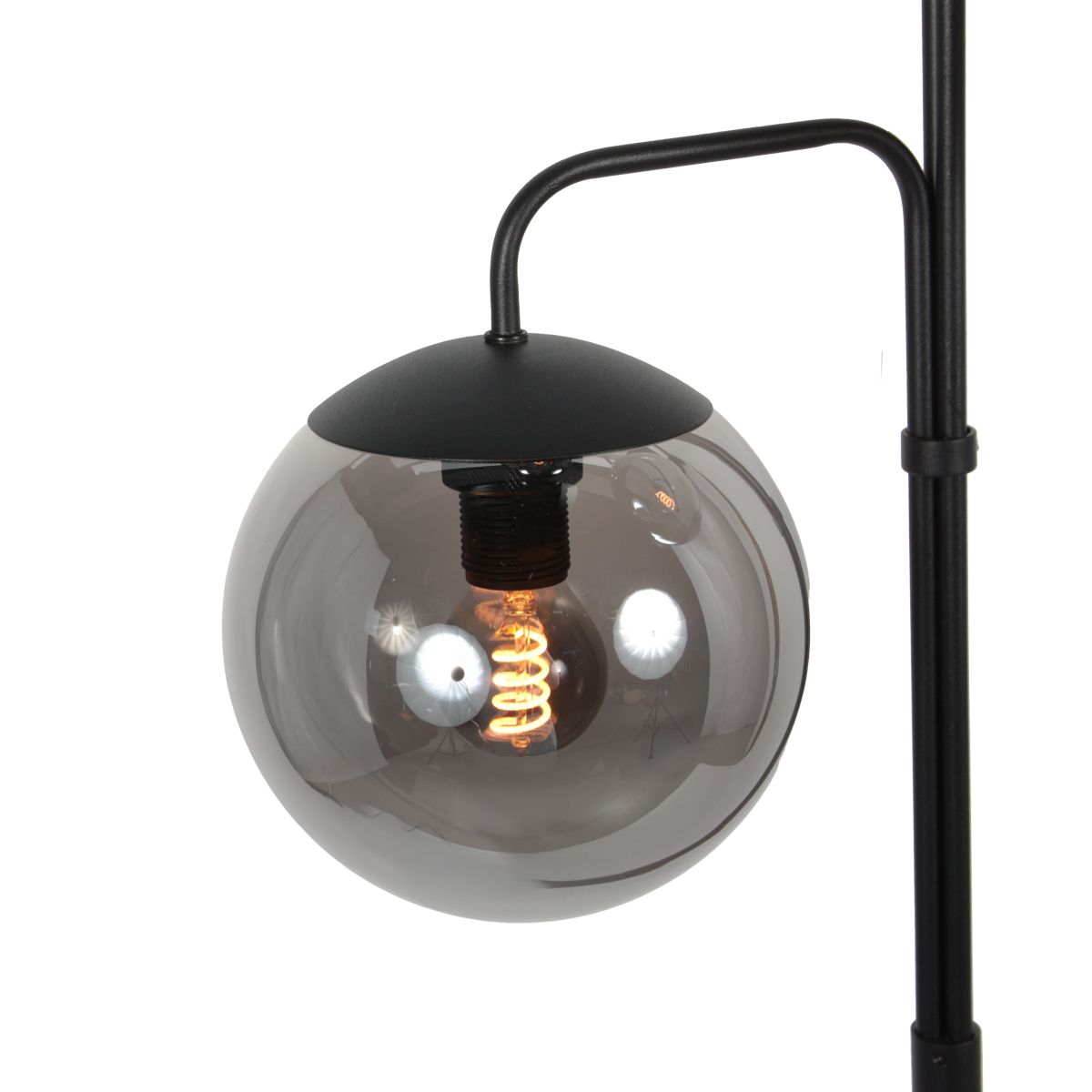 Vloerlamp Bollique Zwarte Vloerlamp met 3 Smoke Glazen Bollen - Afbeelding 4