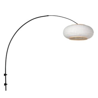 Zwarte boog wandlamp Silva Alba 4619ZW – linnen kap Ø60 cm