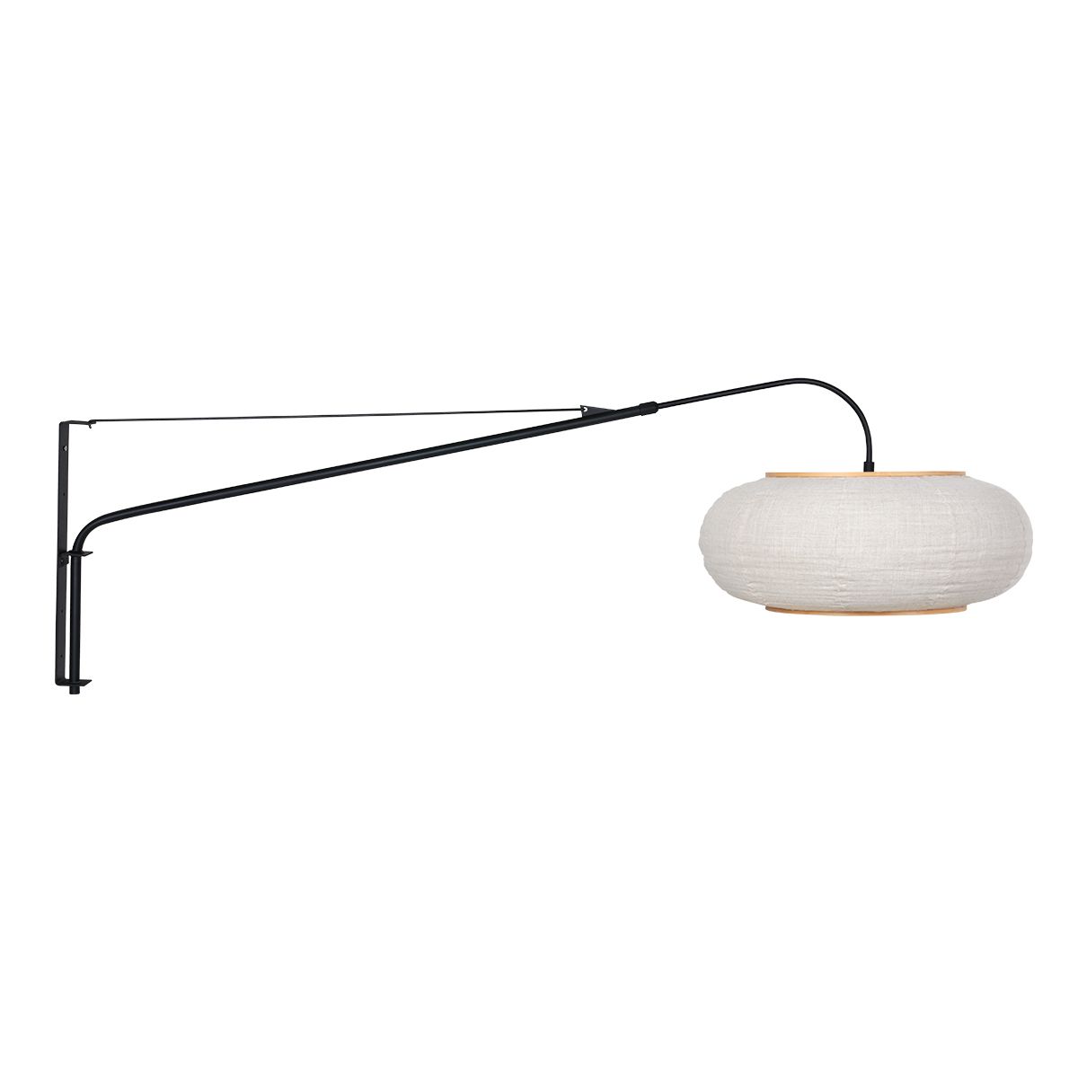 Wandlamp Silva Alba Zwart met Linnen Kap Ø60 cm