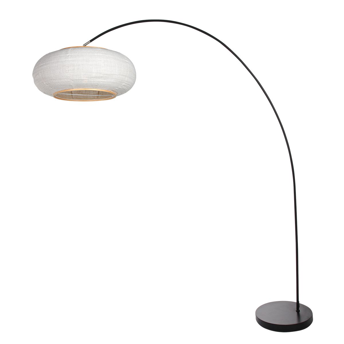 Booglamp Solva Zwart met Linnen Kap Ø60 cm - Afbeelding 2