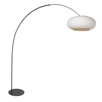 Zwarte booglamp Curve 4642ZW – vloerlamp met linnen kap Ø60 cm