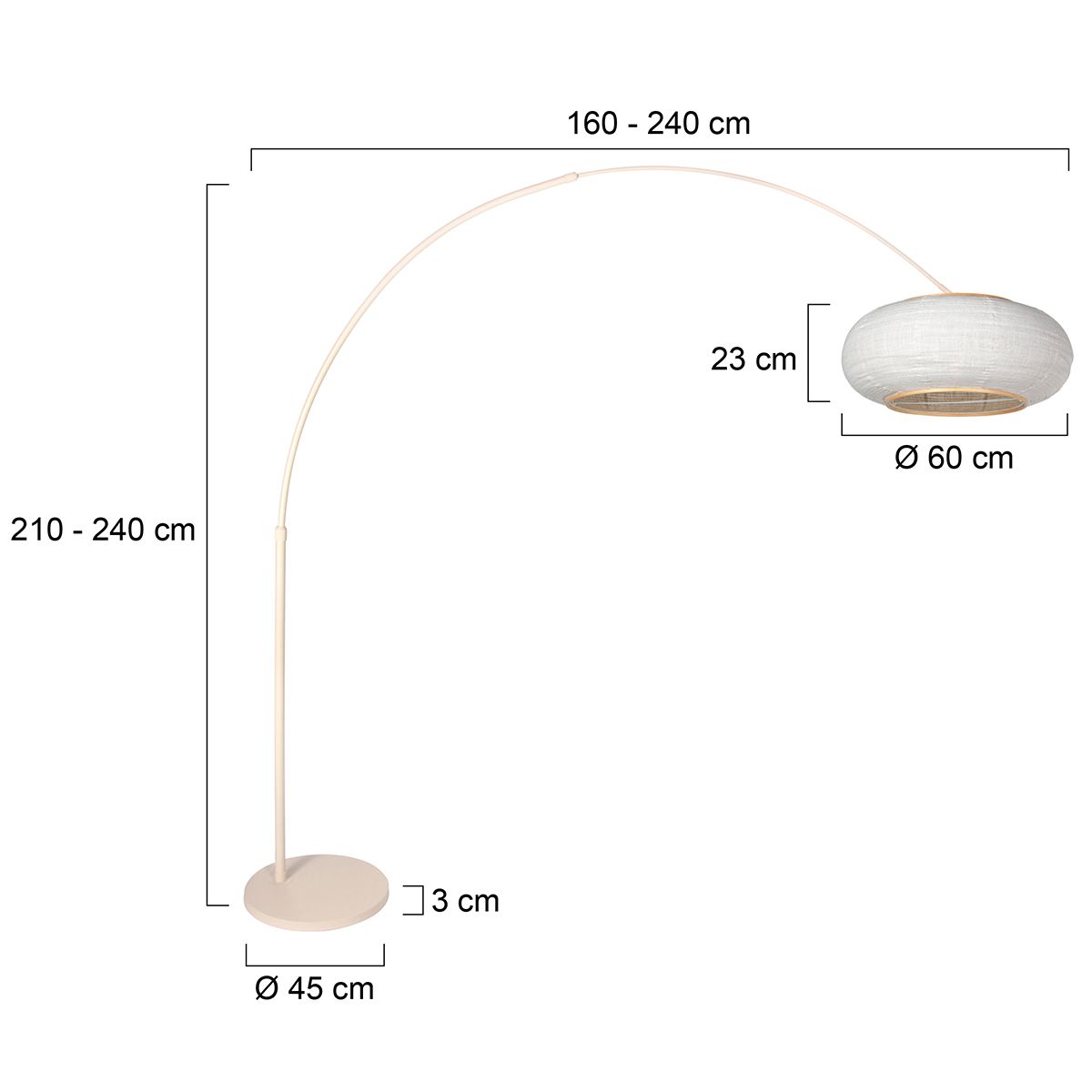Steinhauer Silva Alba Booglamp Crème met Linnen Kap Ø60 cm - Afbeelding 6