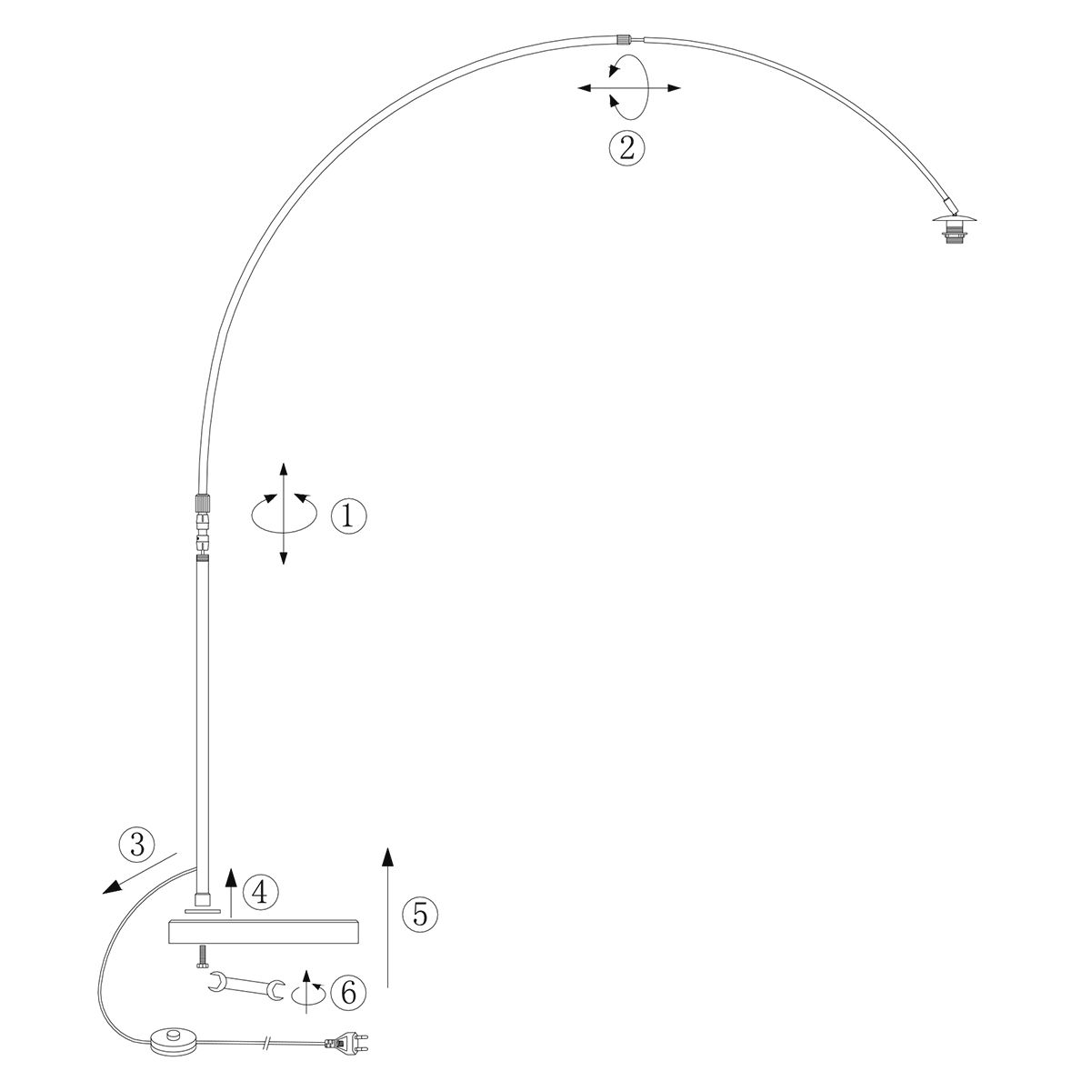 Steinhauer Silva Alba Booglamp Crème met Linnen Kap Ø60 cm - Afbeelding 8