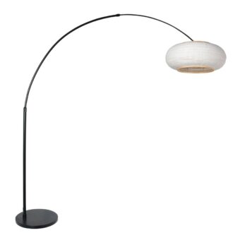 Booglamp Steinhauer 4691ZW zwart met linnen kap Ø60 cm