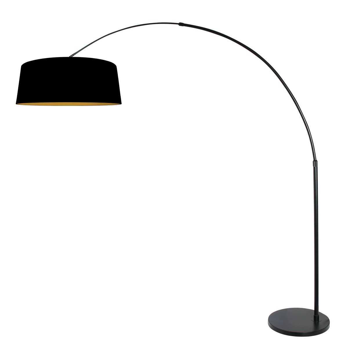 Booglamp Luma Dark 4771ZW zwart met zwart-gouden linnen kap Ø60 cm - Afbeelding 2