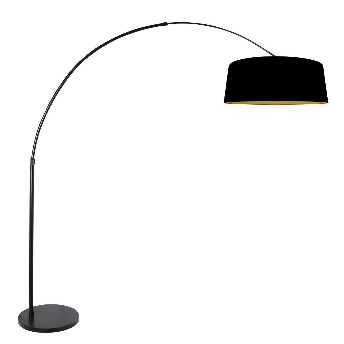 Booglamp Luma Dark 4771ZW zwart met zwart-gouden linnen kap Ø60 cm