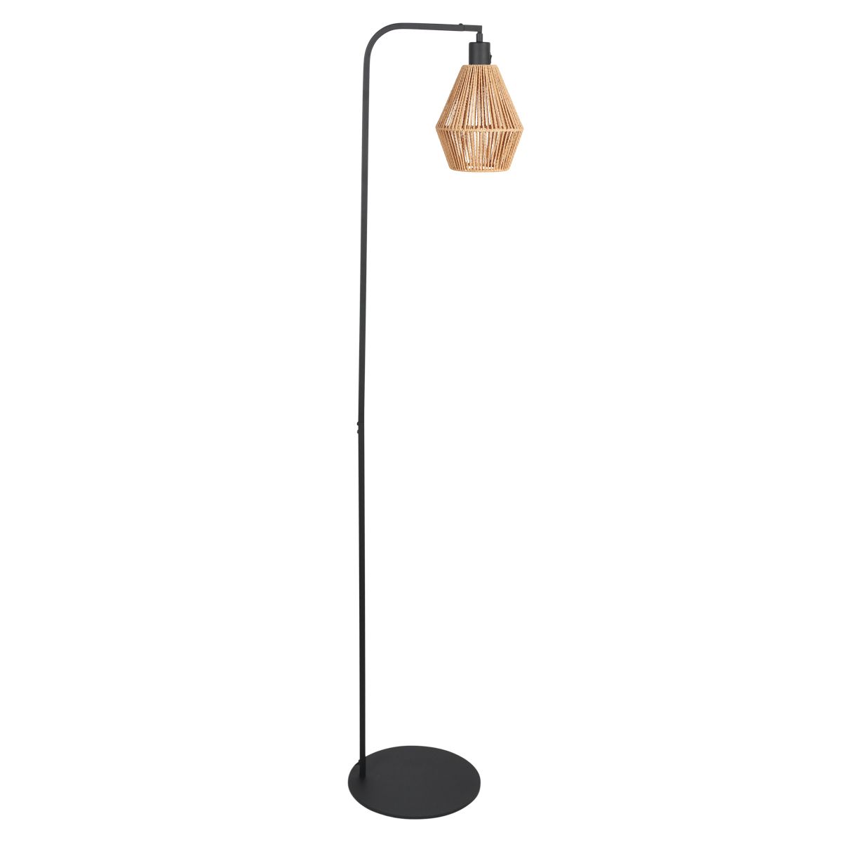 Vloerlamp Ropex Zwarte Vloerlamp met Geweven Touwkap