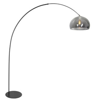 Vloerlamp Curve 4908ZW Zwart – Booglamp met Smoke Bolkap