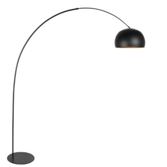Vloerlamp Curve 4912ZW Zwart – Booglamp met Zwart-Gouden Kap