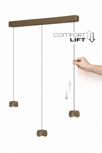Freelight Hanglamp Cosmo 3-Lichts 90 cm – Comfortlift, Brons-Goud
