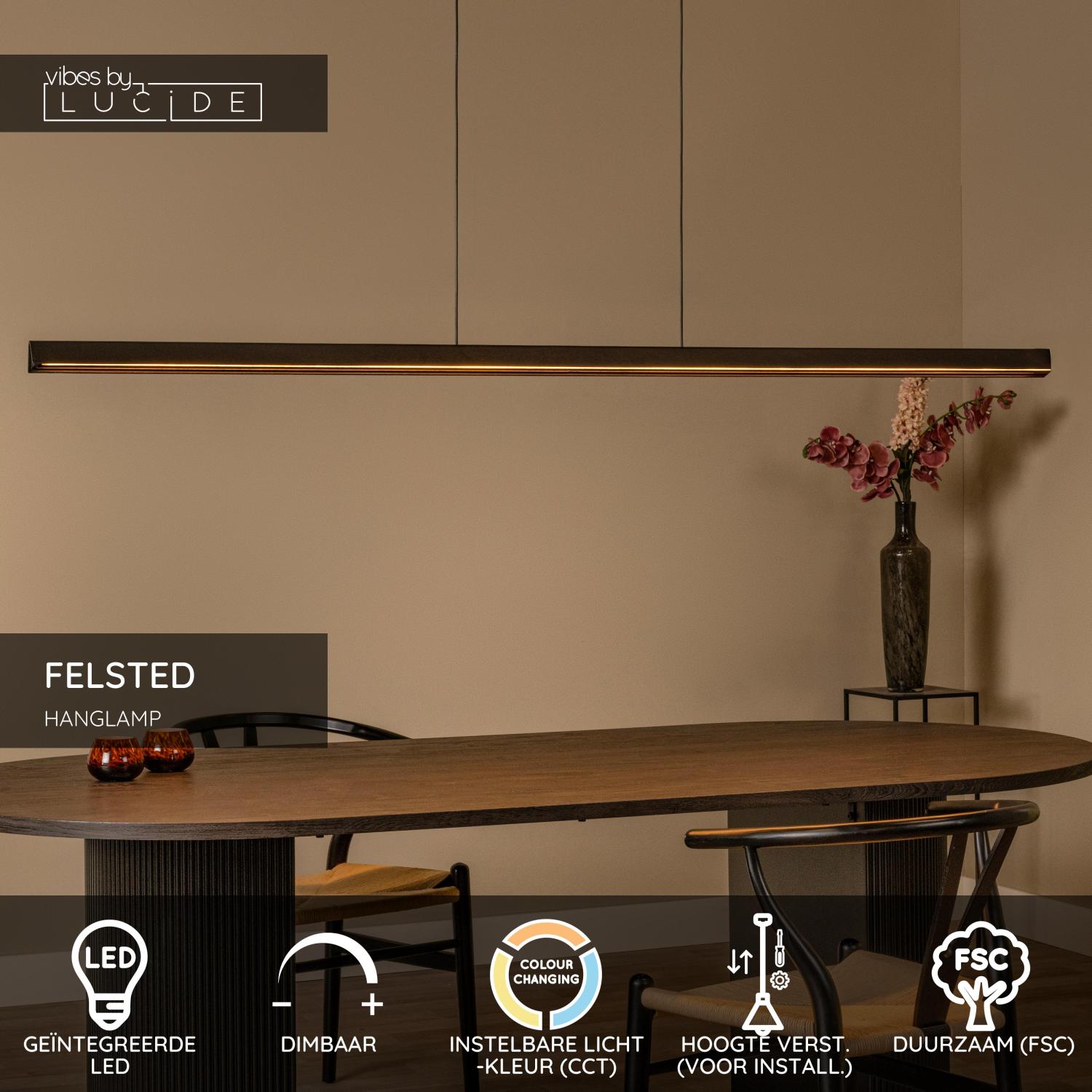 Lucide FELSTED Hanglamp LED Dimbaar Zwart - Afbeelding 2