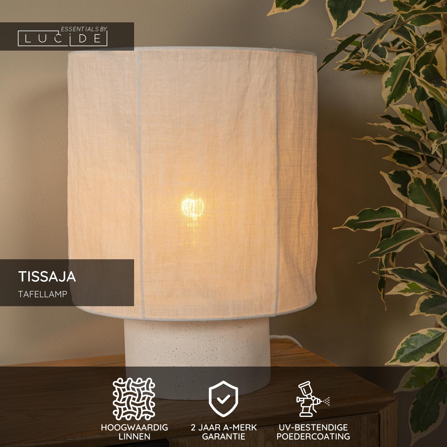 Lucide TISSAJA - Tafellamp - Ø 30 cm - 1xE27 - Wit | Essential - Afbeelding 3
