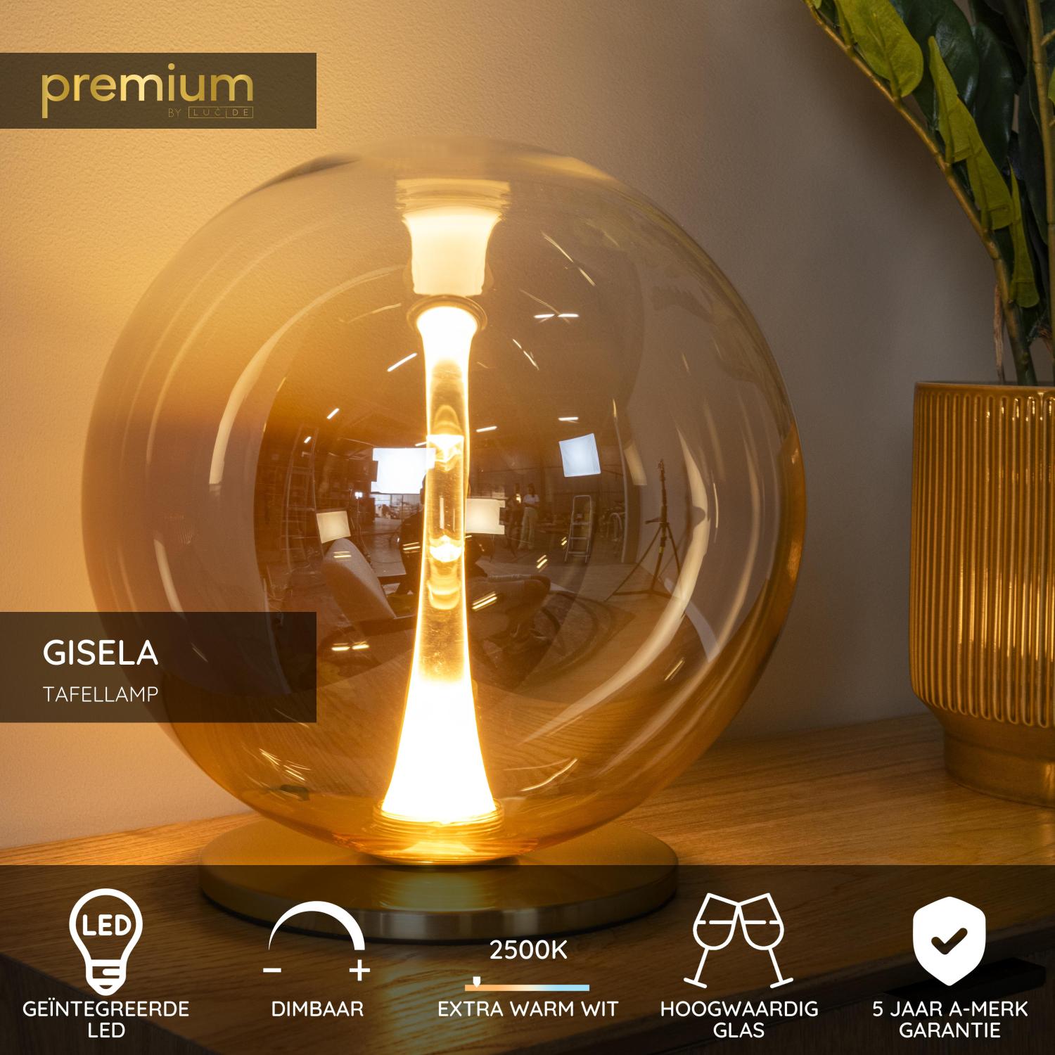 Lucide GISELA - Tafellamp - Ø 30 cm - LED Dimb. - 1x12W 2500K - Amber | Premium - Afbeelding 3