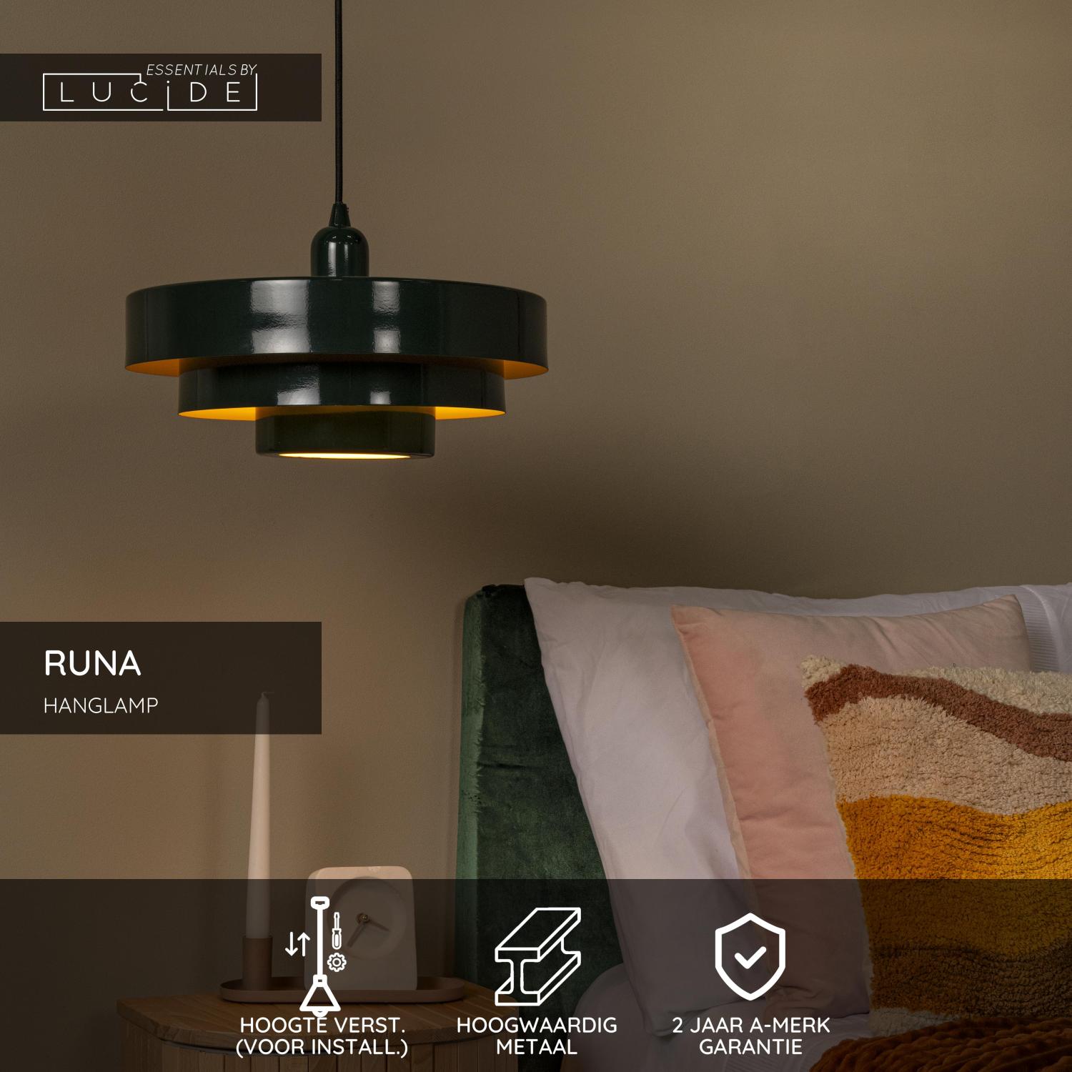 Lucide RUNA - Hanglamp - Ø 35 cm - 1xE27 - Groen | Essential - Afbeelding 3