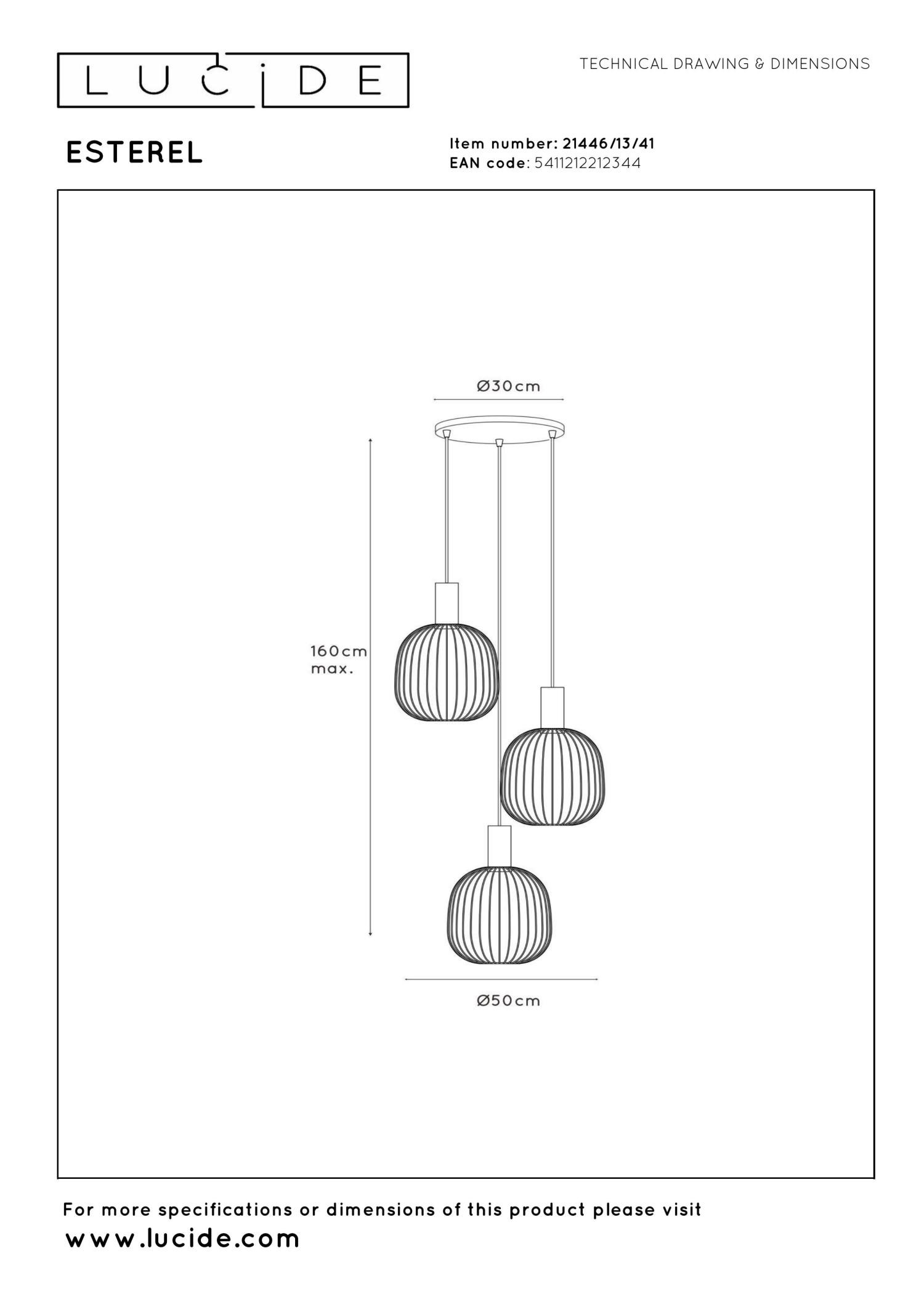 Lucide ESTEREL - Hanglamp - 3xGU10 (MR11) - Taupe | Essential - Afbeelding 7