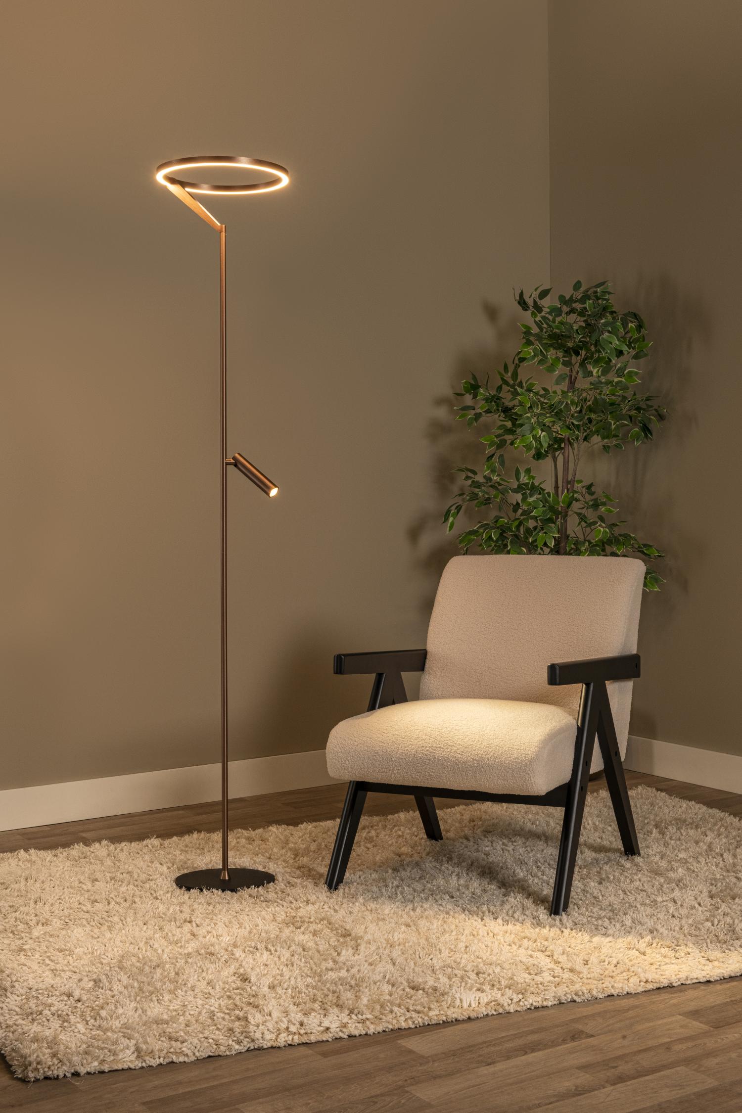 Lucide APPLAUSE - Vloerlamp - Ø 33 cm - LED Dimb. - CCT - 2700K/4000K - Koffie | Premium - Afbeelding 4