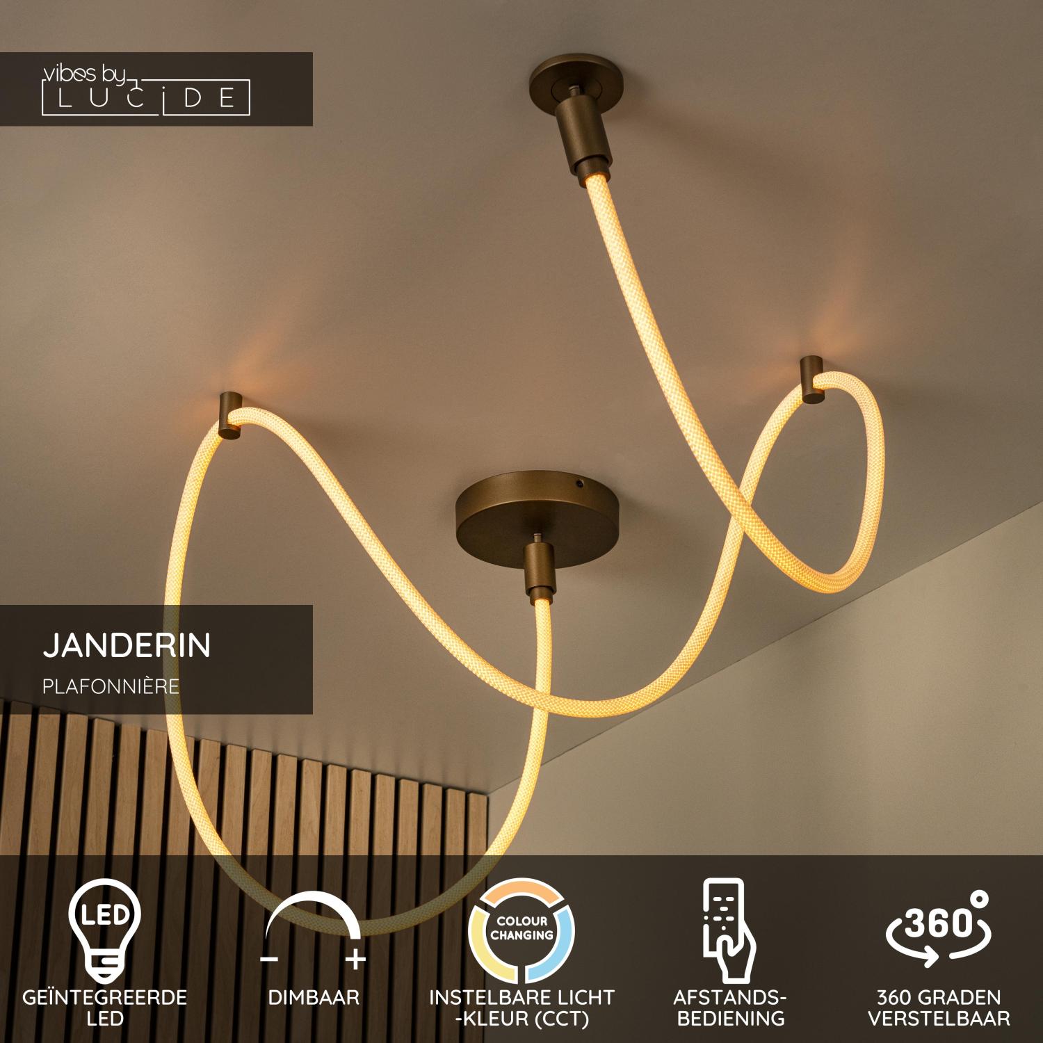 Lucide JANDERIN - Plafonnière - LED Dimb. - CCT - 1x36W 2200K/3300K - Champagne kleur | Vibes - Afbeelding 3