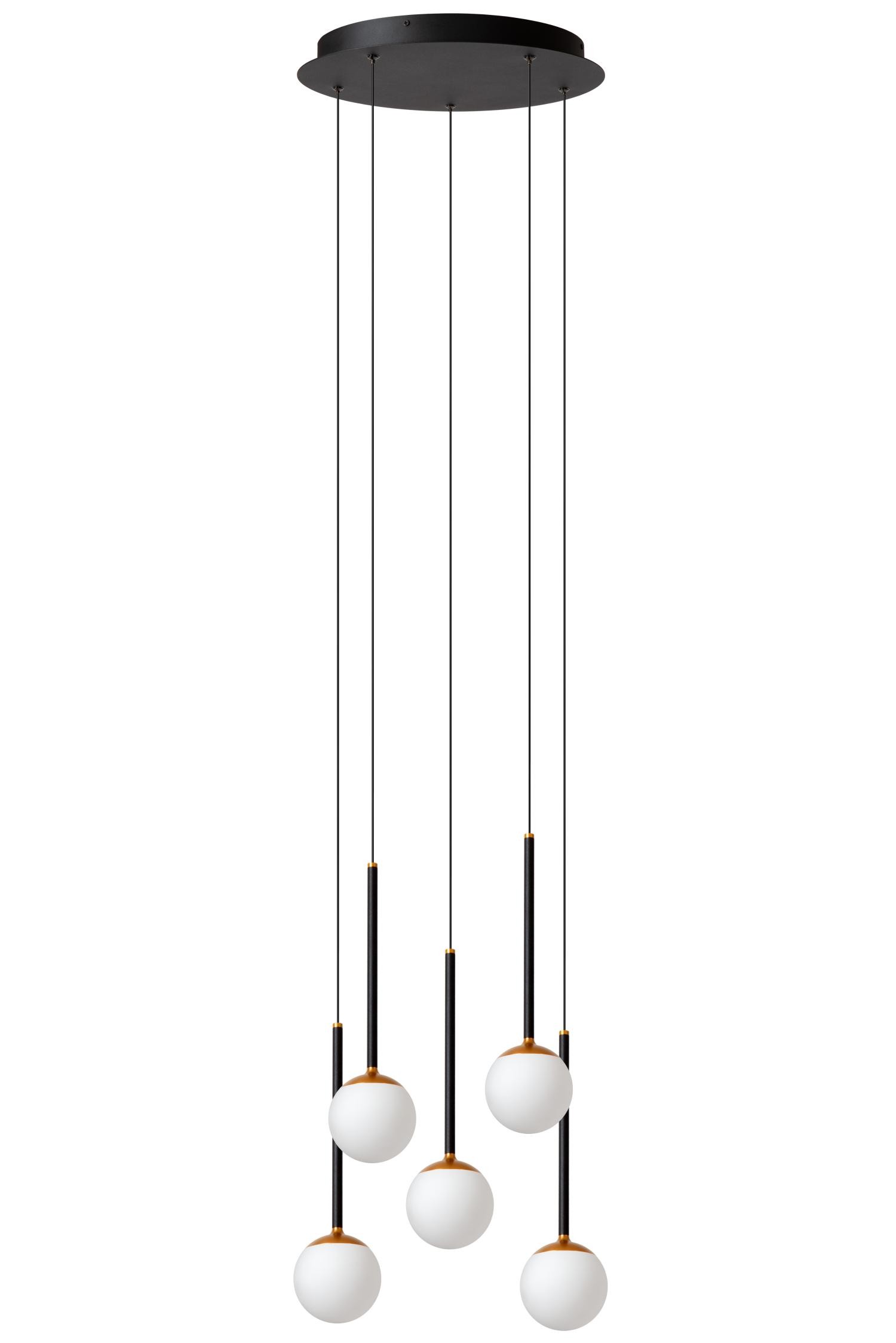 Lucide CALINA - Hanglamp - Ø 41,9 cm - LED Dimb. - CCT - 5x7,4W 2200K/3300K - Zwart | Premium - Afbeelding 2