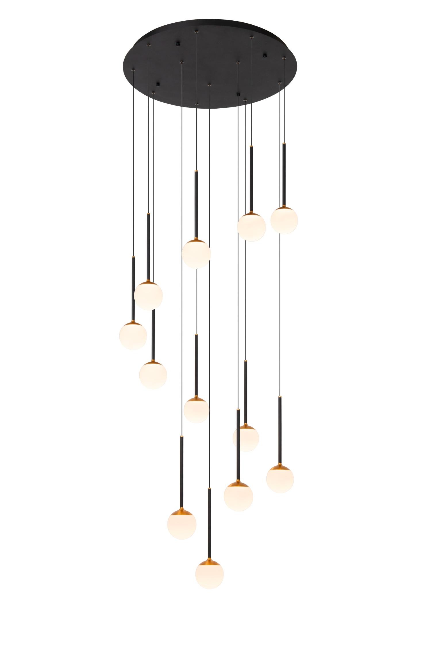 Lucide CALINA - Hanglamp - Ø 69,9 cm - LED Dimb. - CCT - 12x7W 2200K/3300K - Zwart | Premium