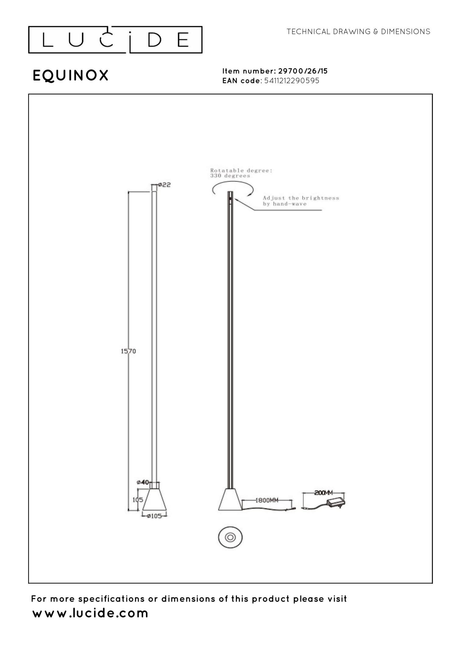 Lucide EQUINOX - Vloerlamp - LED Dimb. - CCT - 1x26W 2700K/4000K - Handbewegingssensor - Grijs ijzer | Vibes - Afbeelding 7