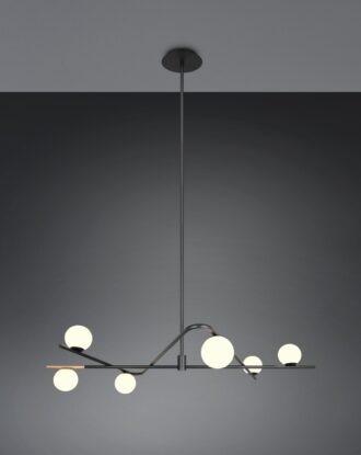 TRIO Select, Hanglamp Flaming zwart/goud/wit