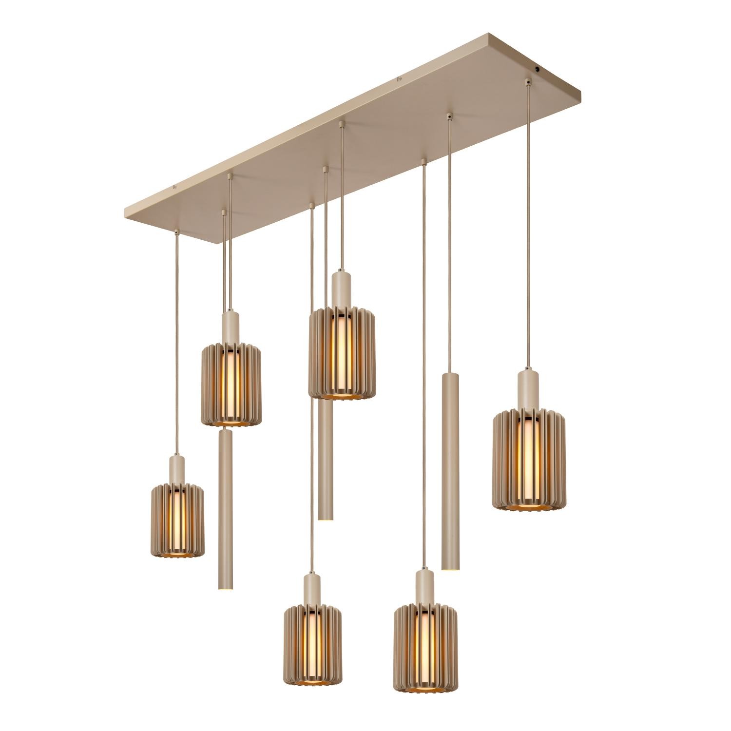 Lucide LAMBRES - Hanglamp - 6xE27 - Taupe - Afbeelding 7