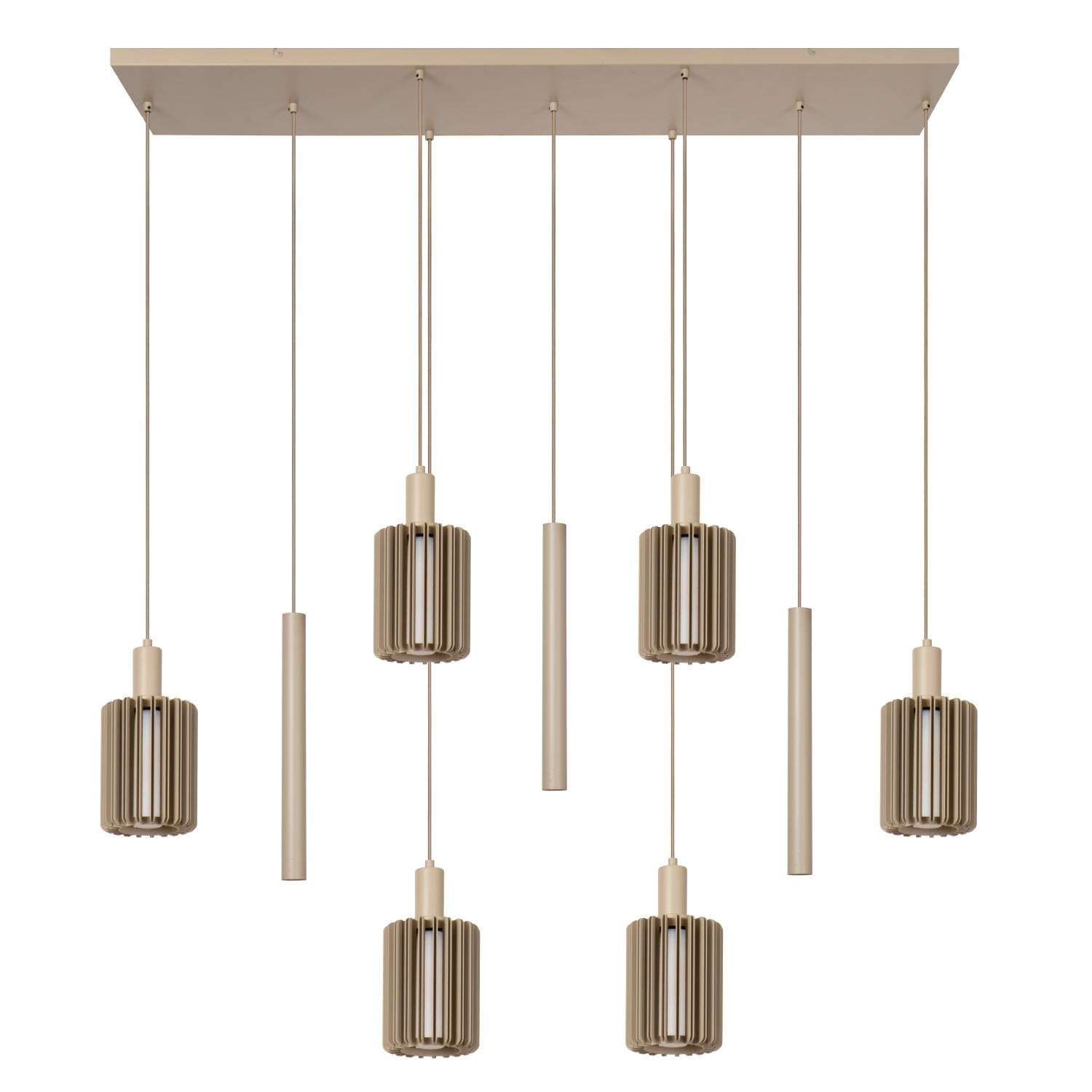 Lucide LAMBRES - Hanglamp - 6xE27 - Taupe - Afbeelding 2