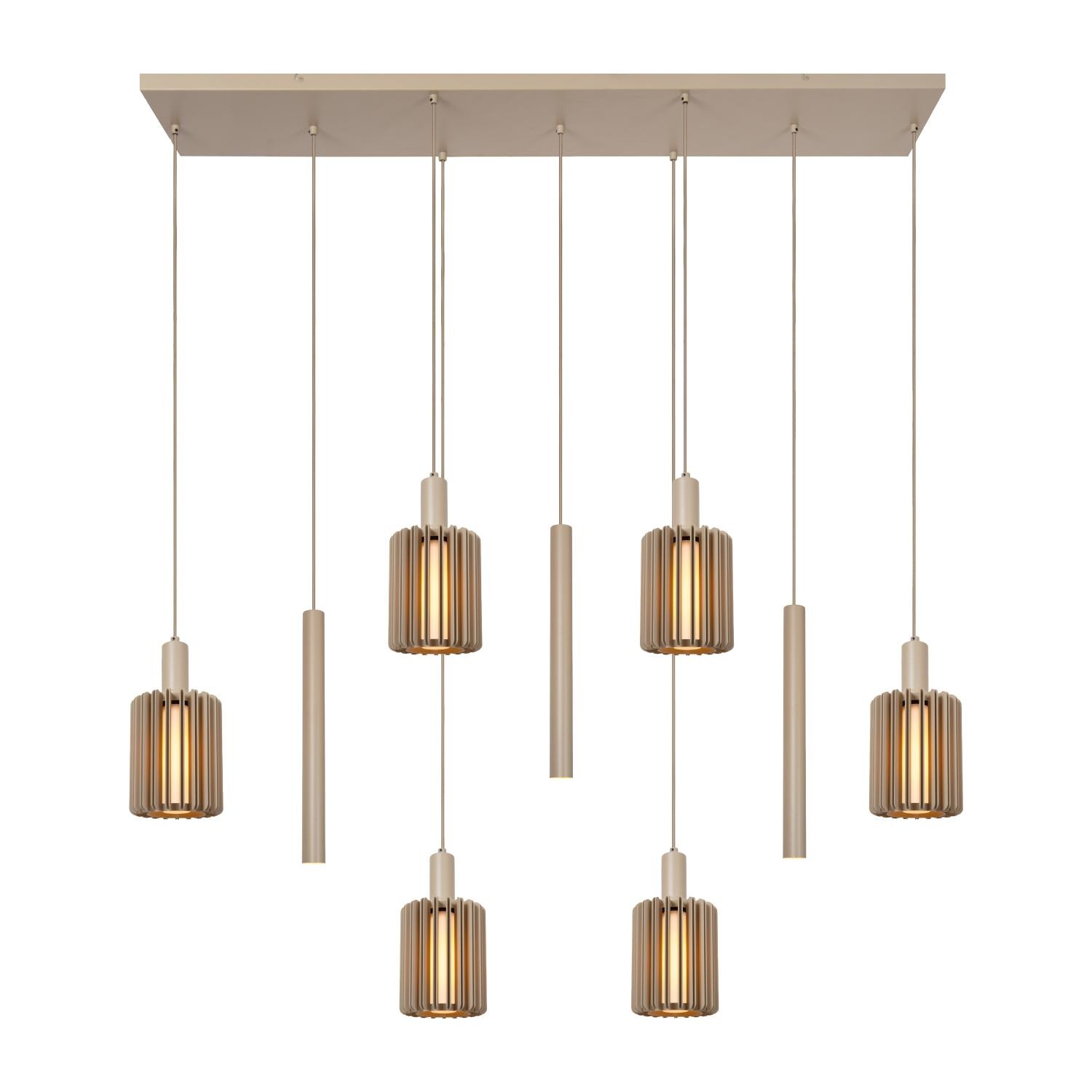 Lucide LAMBRES - Hanglamp - 6xE27 - Taupe