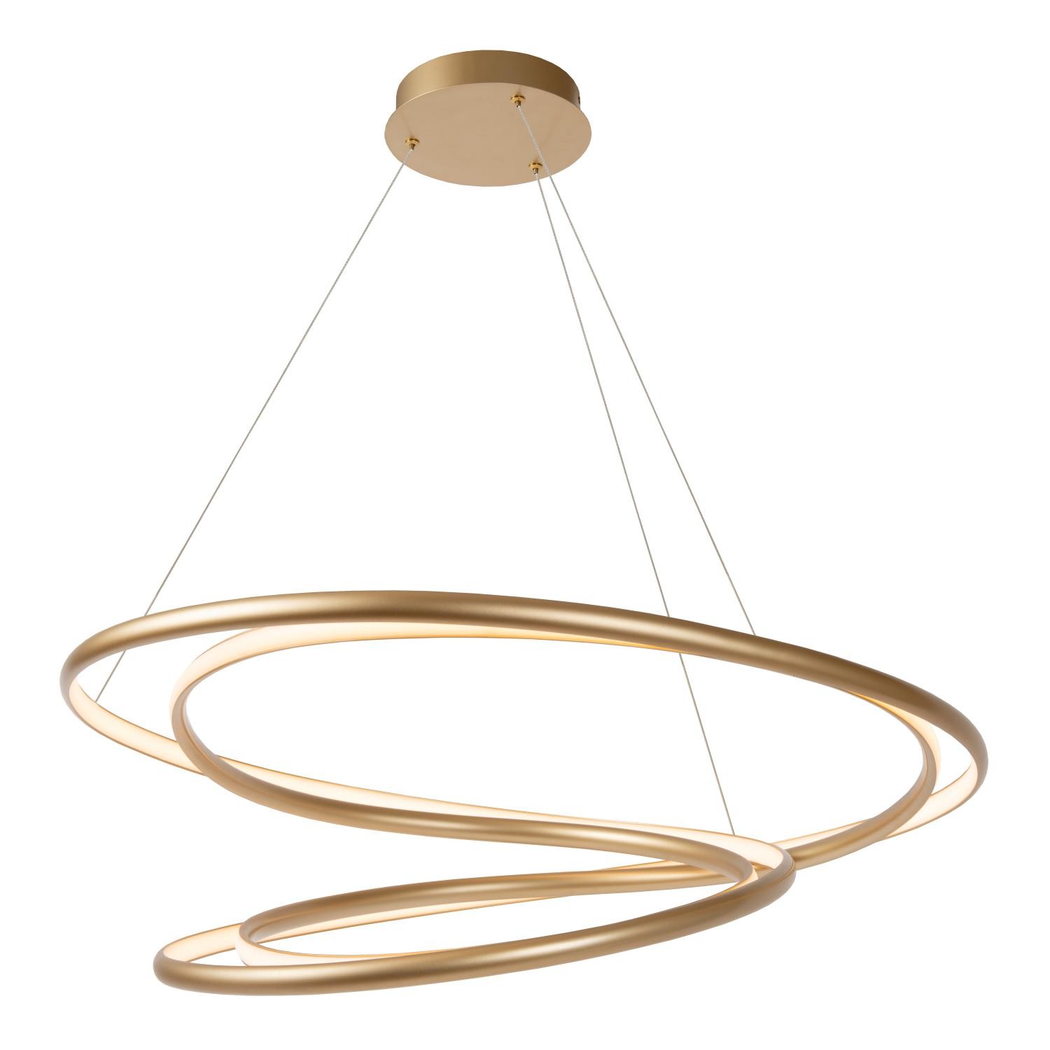 Lucide SARDANA - Hanglamp - Ø 80 cm - LED Dimb. - 1x74W 2700K - Mat Goud / Messing | Premium - Afbeelding 10