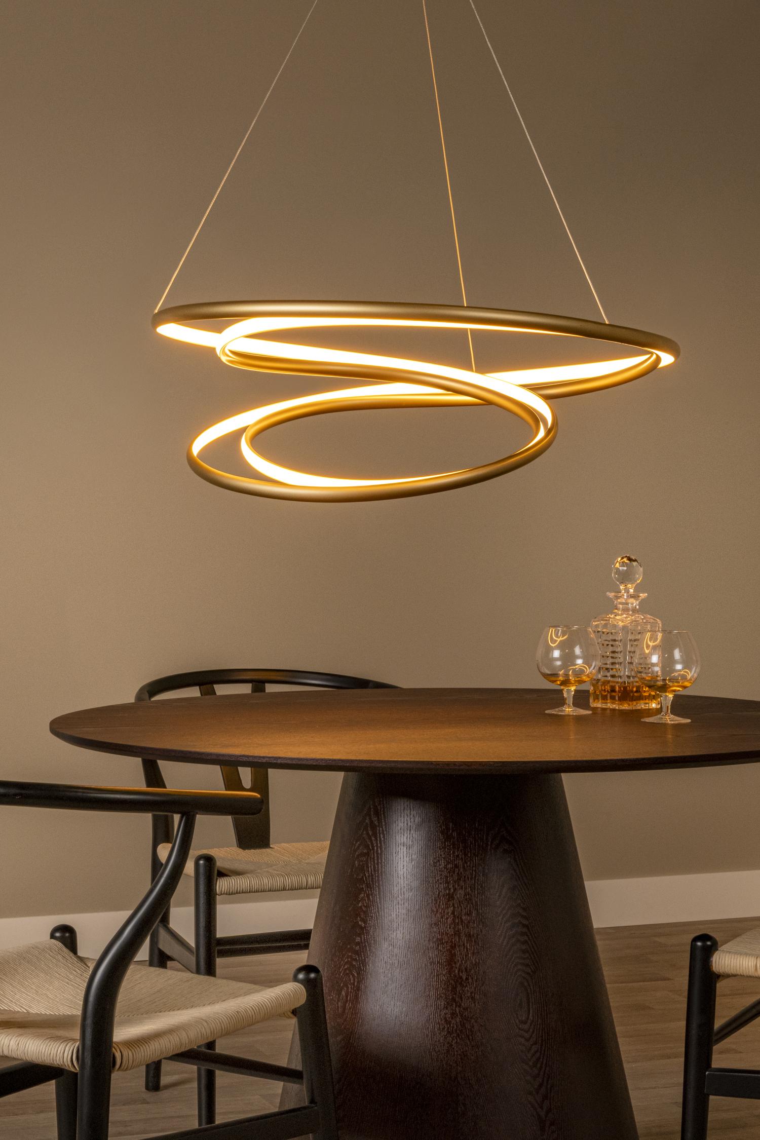 Lucide SARDANA - Hanglamp - Ø 80 cm - LED Dimb. - 1x74W 2700K - Mat Goud / Messing | Premium - Afbeelding 4