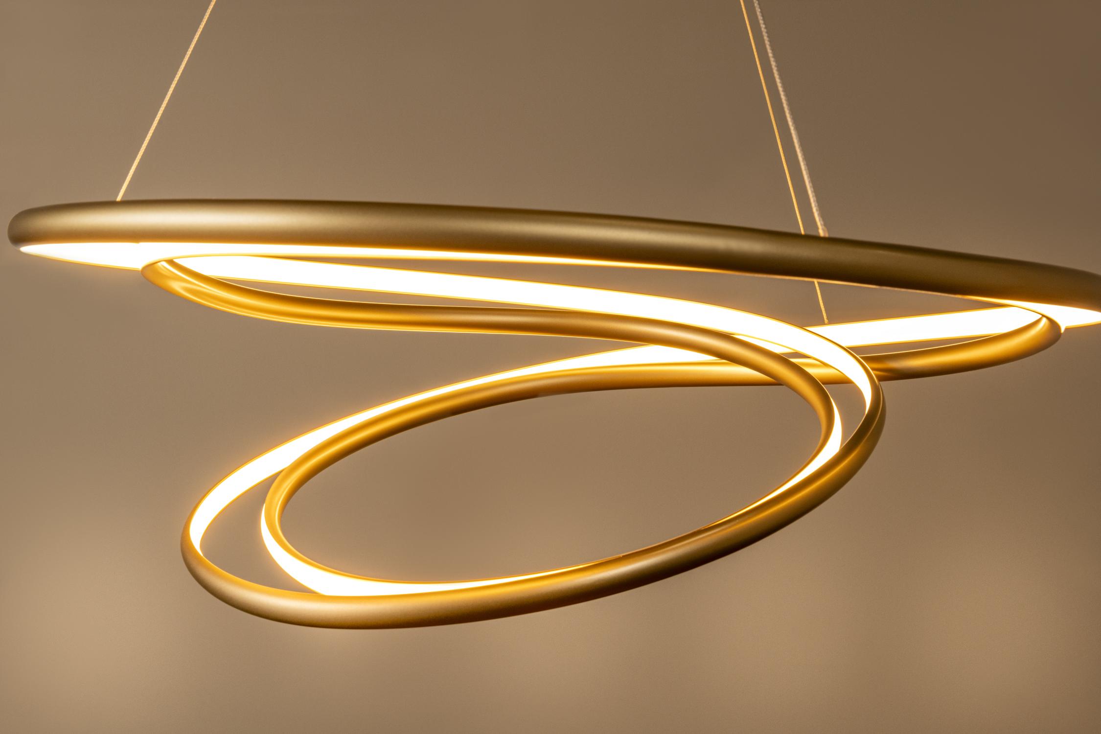 Lucide SARDANA - Hanglamp - Ø 80 cm - LED Dimb. - 1x74W 2700K - Mat Goud / Messing | Premium - Afbeelding 5