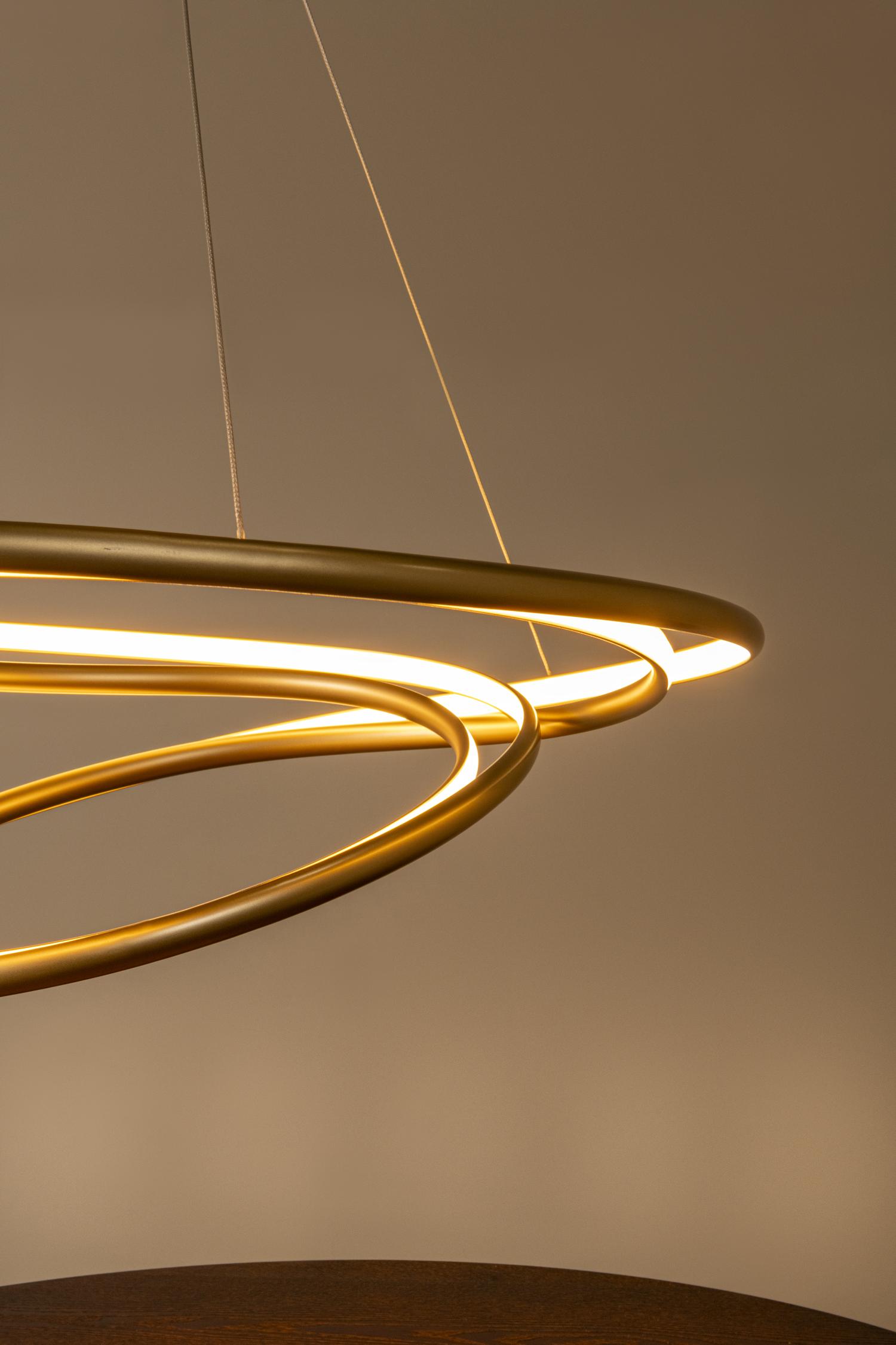 Lucide SARDANA - Hanglamp - Ø 80 cm - LED Dimb. - 1x74W 2700K - Mat Goud / Messing | Premium - Afbeelding 6