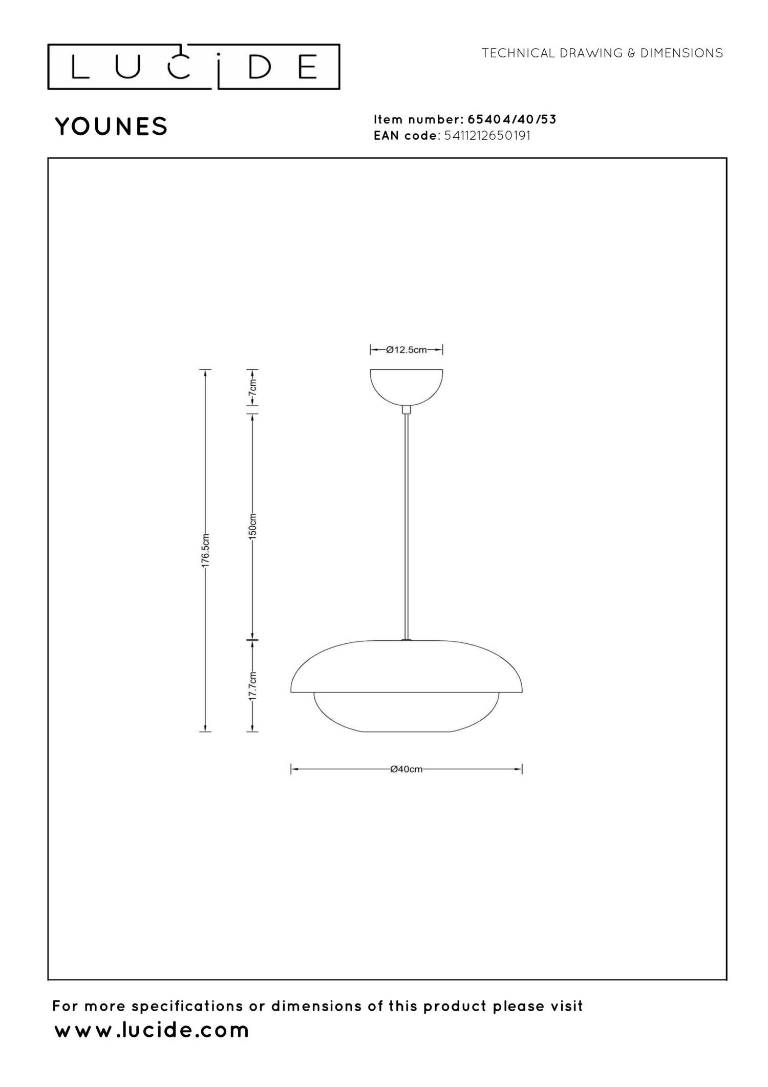Lucide YOUNES - Hanglamp - Ø 40 cm - 1xE27 - Oranje | Essential - Afbeelding 6