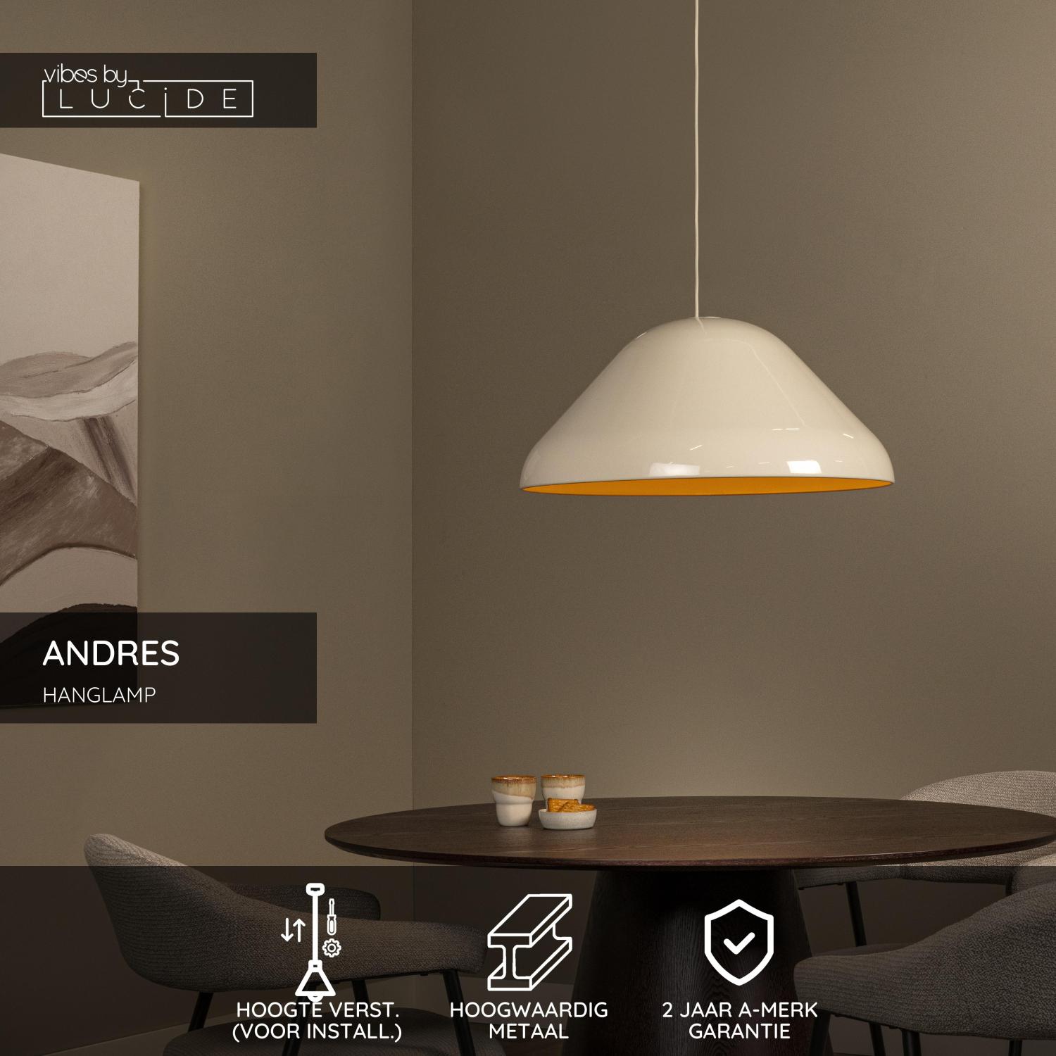 Lucide ANDRES - Hanglamp - Ø 56 cm - 1xE27 - Beige | Vibes - Afbeelding 3