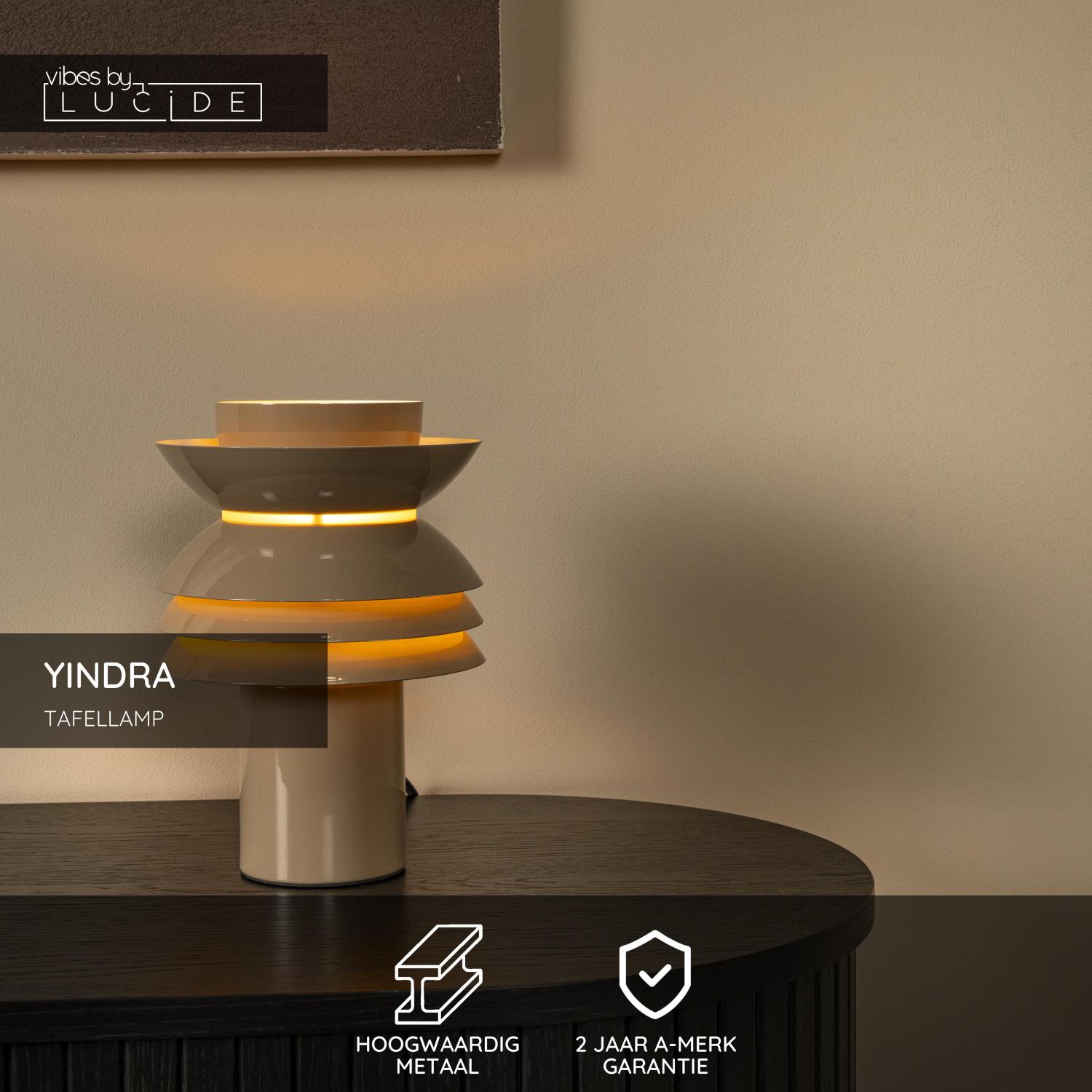 Lucide YINDRA - Tafellamp - Ø 17,5 cm - 1xE27 - Taupe | Vibes - Afbeelding 3