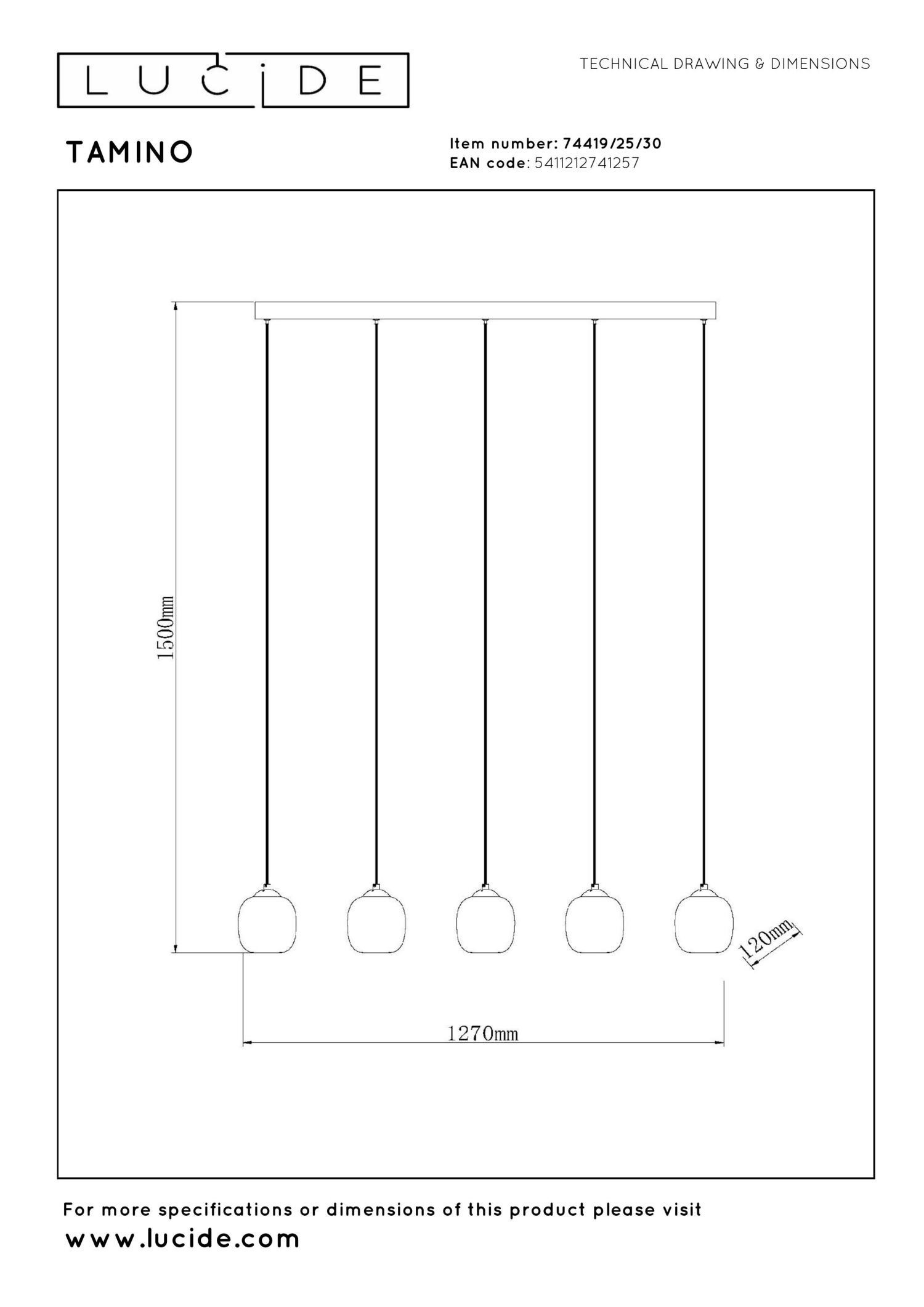 Lucide TAMINO - Hanglamp - LED Dimb. - 5x5,6W 3000K - Zwart - Afbeelding 9