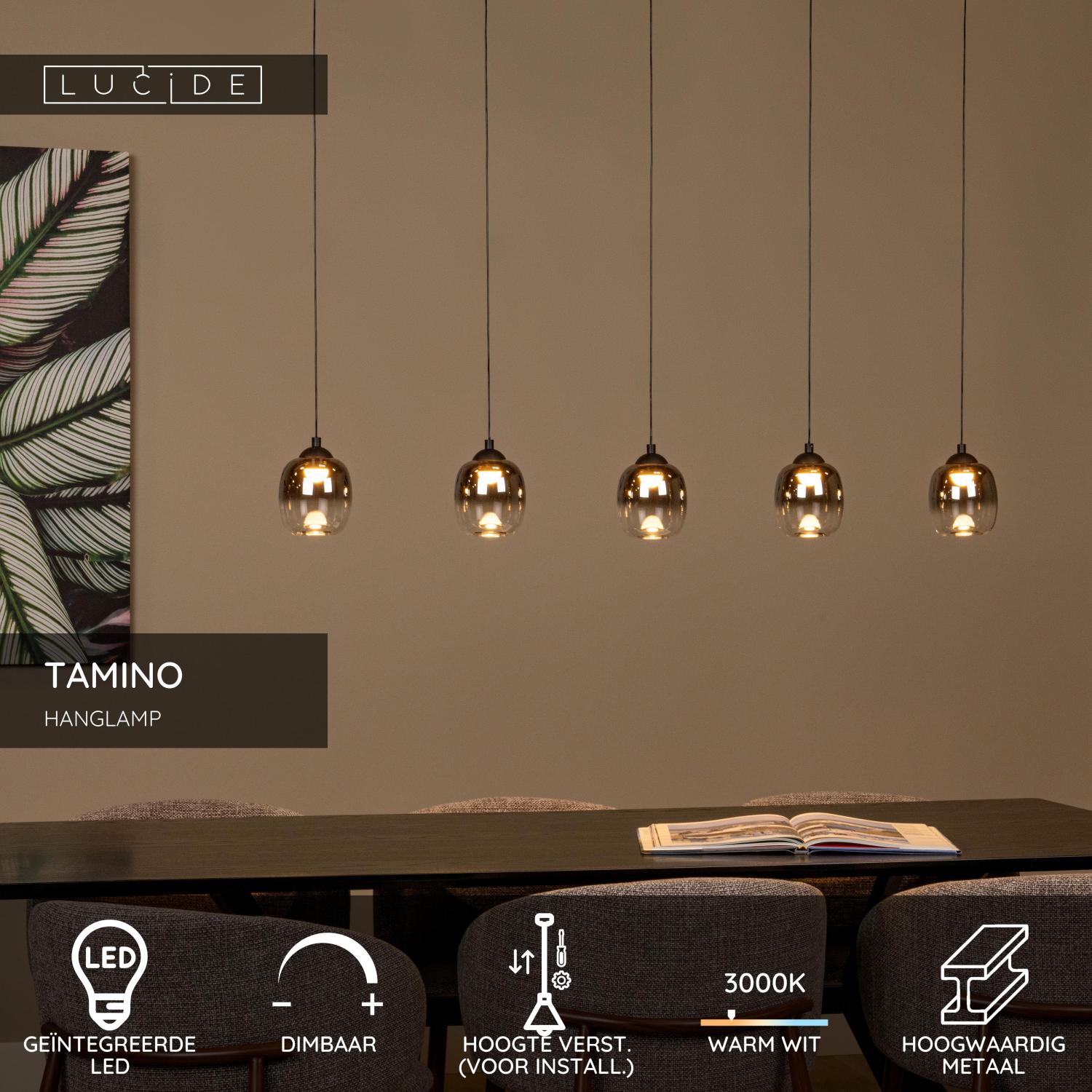 Lucide TAMINO - Hanglamp - LED Dimb. - 5x5,6W 3000K - Zwart - Afbeelding 3