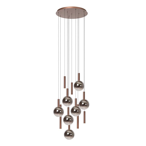 Lucide JASMINE - Hanglamp - Ø 75 cm - LED Dimb. - CCT - 12x4,5W 2200K/3300K - Geschikt voor vide en hoge plafonds - Koper