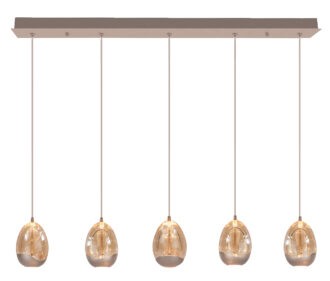 Hanglamp Champagne Egg balk 5 lichts
