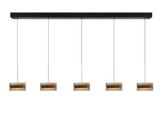 Hanglamp Enzo mini brons 5 lichts dubbele balk