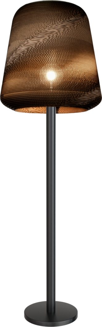 VL Carta Moody 1-lichts zwarte lamp, hoogte 167 cm, lampenkap 54x54 cm