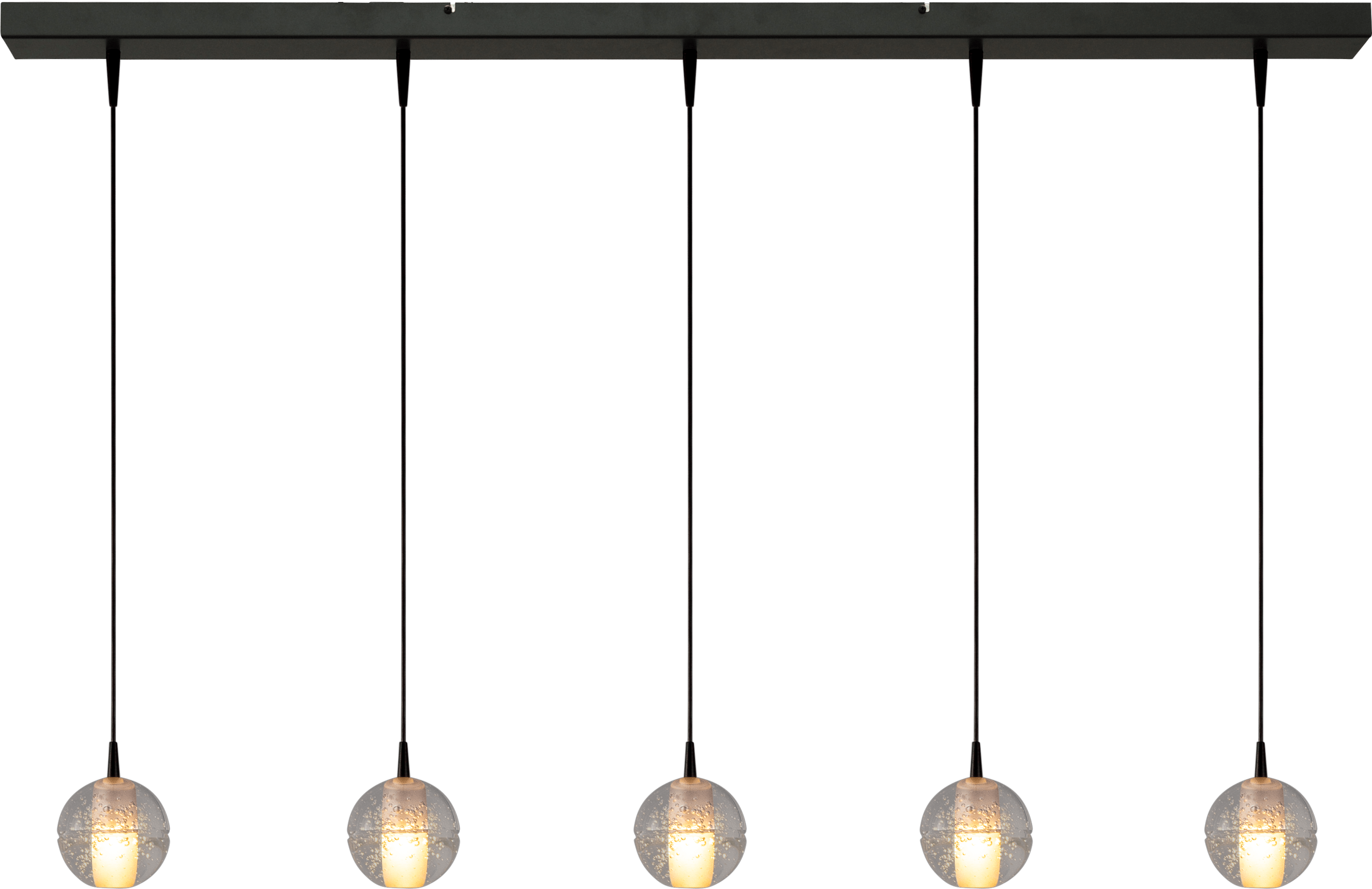 HL Bubbles 5-lichts, glas Ø10cm, lichtbundel zwart 130x8cm