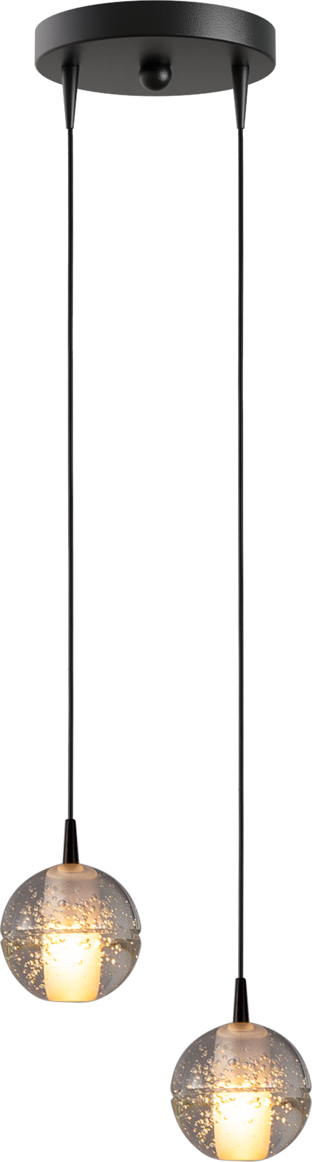 HL Bubbles 2-lichts lamp, glazen Ø10cm, zwarte voet Ø17cm