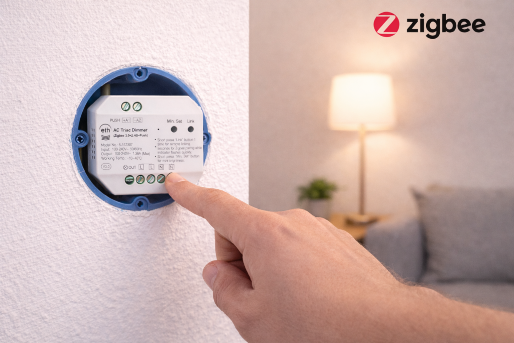 ETH AC triac Zigbee dimmer 3.0 + 2.4G + Push inbouw 100-240v 300w - zigbee
