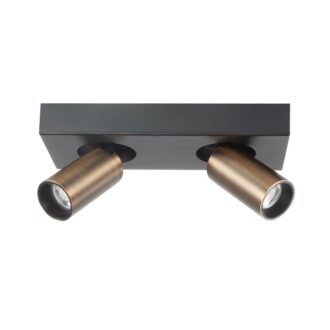 Opbouwspot Eliano zwart met goud 2 lichts