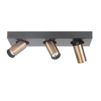 Opbouwspot Eliano zwart met goud 3 lichts