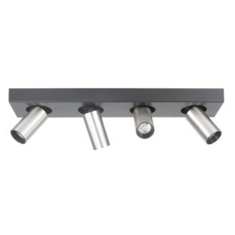 Opbouwspot Eliano zwart/satijn nikkel 4 lichts