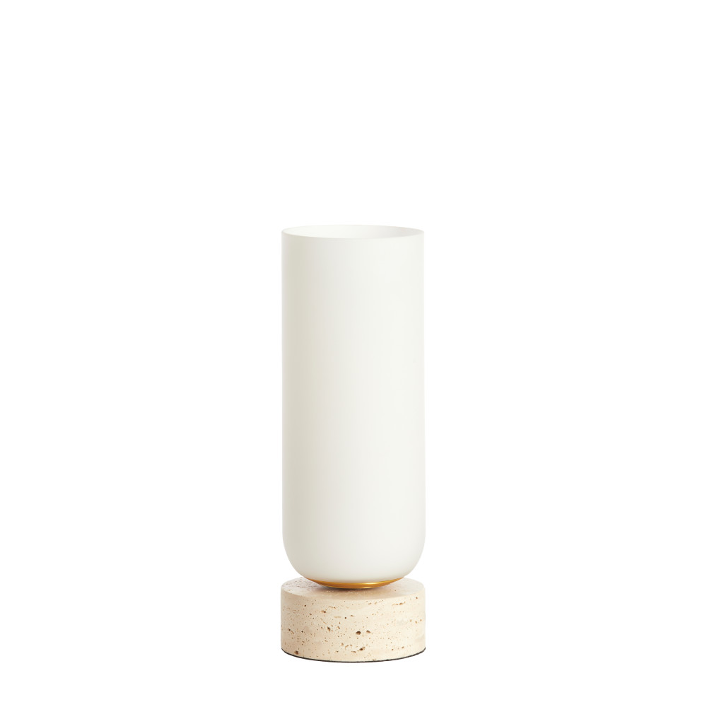 Tafellamp Ø12x35 cm RYLANO glas melk+zand+antiek brons - Afbeelding 7