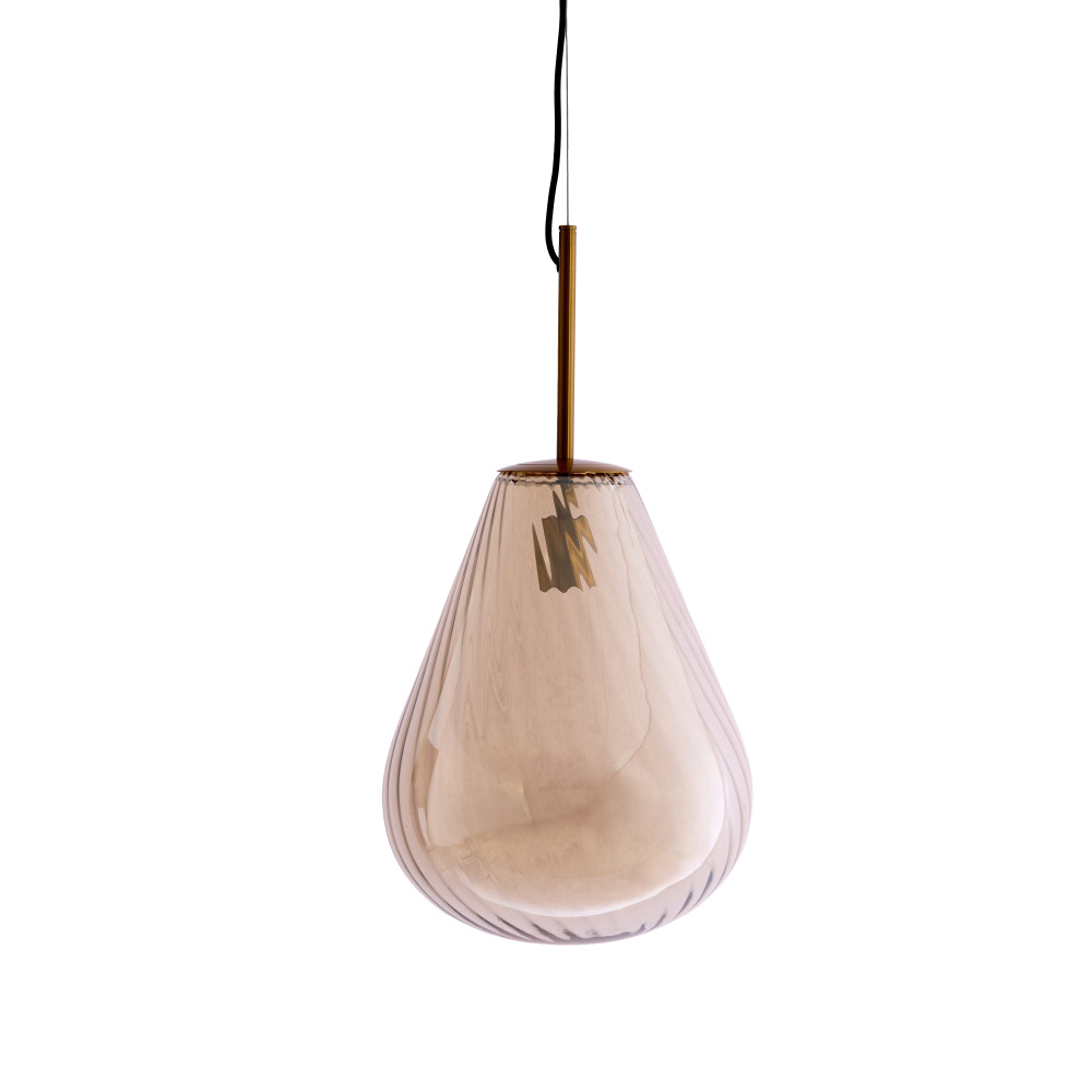 Hanglamp Ø33x43 cm LEONA antiek brons+glas amber - Afbeelding 8